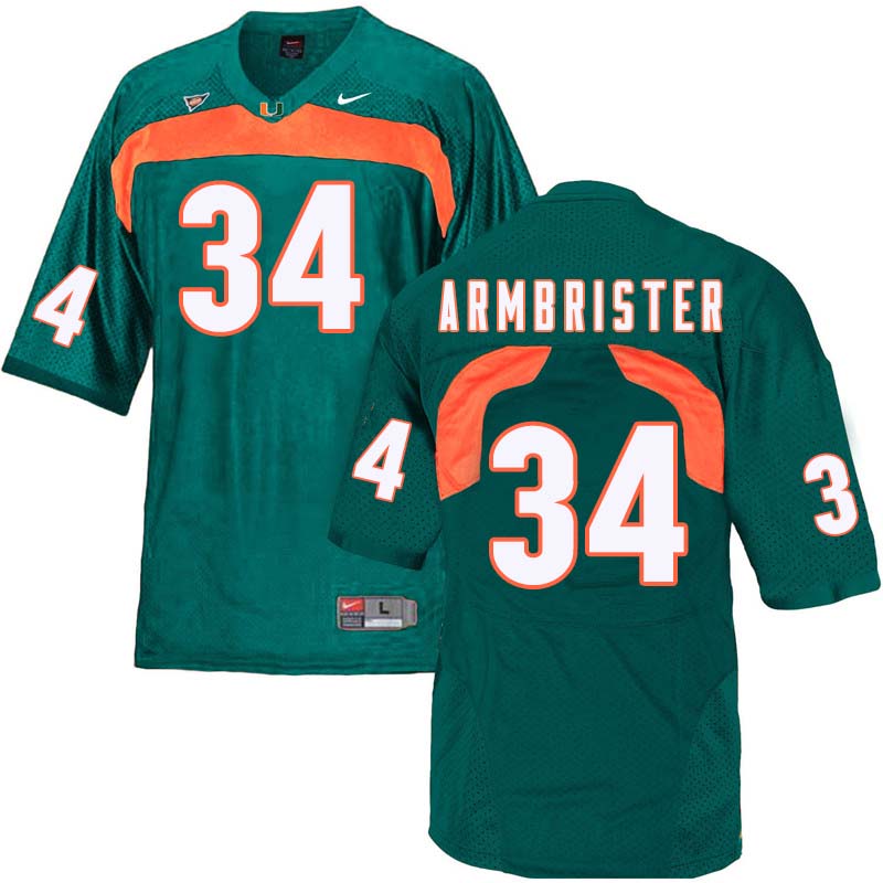 Nike Miami Hurricanes #34 Thurston Armbrister College Football Jerseys Sale-Green